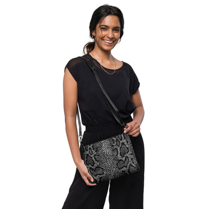 Women's Black Snakeskin Crossbody Purse