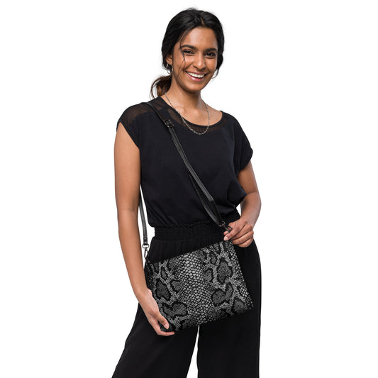 Women's Black Snakeskin Crossbody Purse